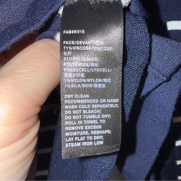 lafayette 148 Navy White Stripe Boat Neck Knit Top Nautical XL - Picture 3 of 6